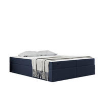 BOXBETT Mit Bettkasten Und Matratze Topper Ruben Marineblau 120x200 cm H2-Pocket - Dunkelblau, Holz/Textil (120/200cm) - Kaiser Möbel