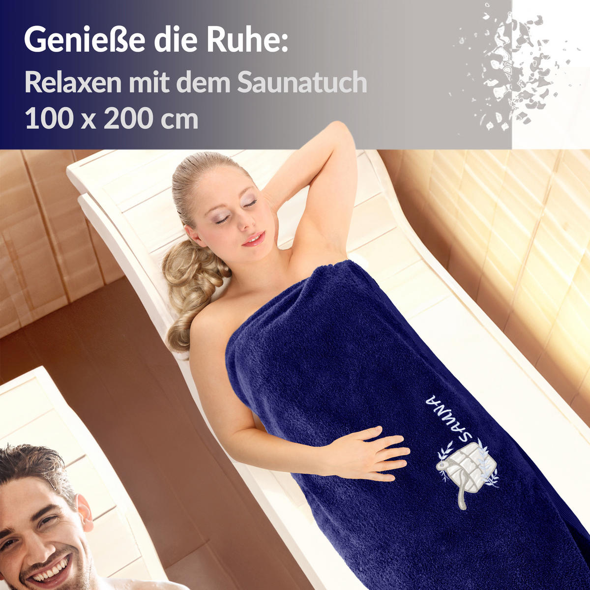 SAUNATUCH Lillby Marine Blau 100x200 cm - Dunkelblau, Textil (100/200cm) - Lashuma