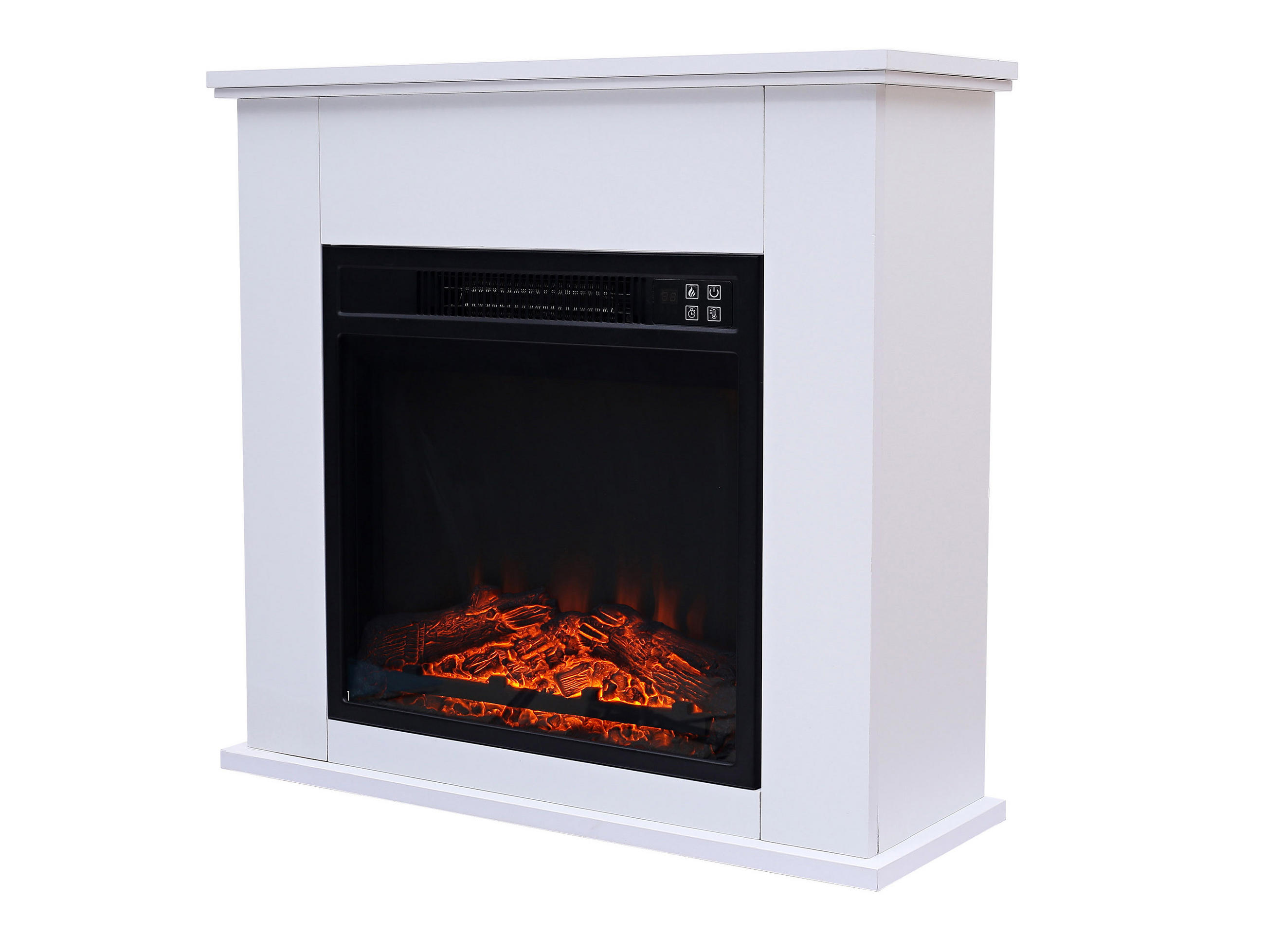 ELEKTROKAMIN Weiß Wandmodell mit Heizung 2000 W - Weiß, Glas (63/63/24cm) - Purline
