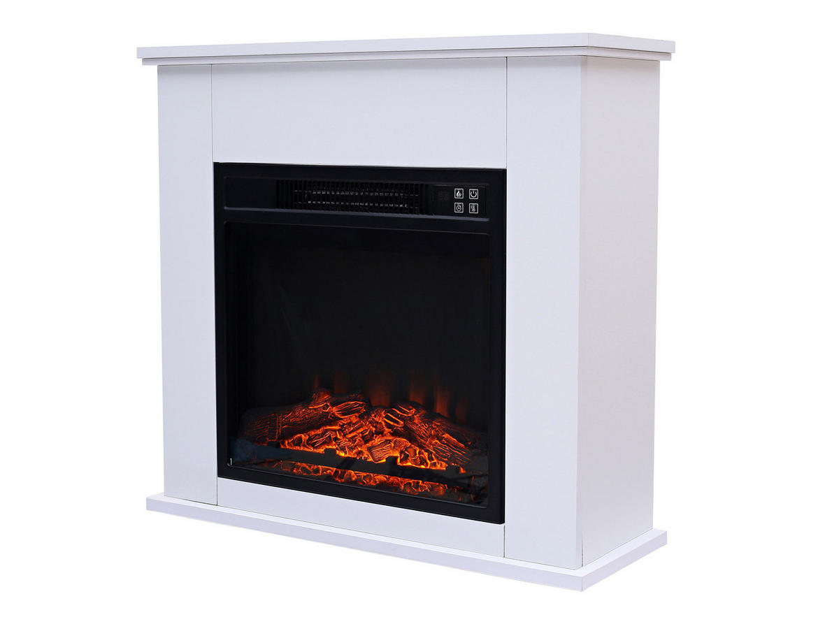 ELEKTROKAMIN Weiß Wandmodell mit Heizung 2000 W - Weiß, Glas (63/63/24cm) - Purline