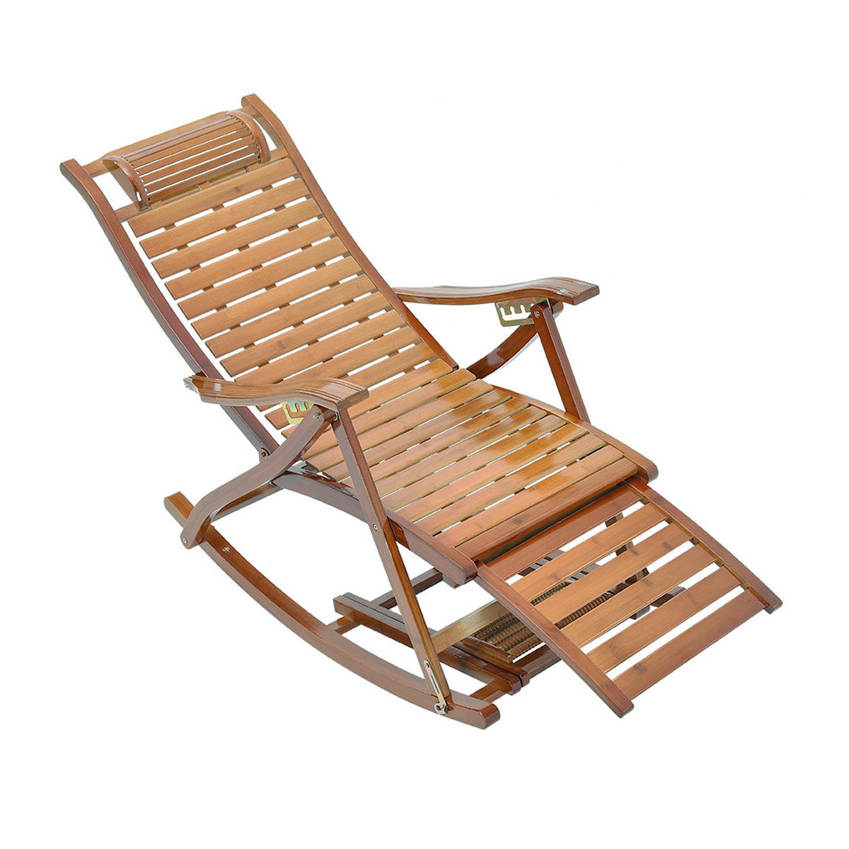 GARTENSCHAUKELSTUHL Relaxsesselaus aus Bambus Stahl in Braun für Garten Balkon klappbar verstellbar 47 x 95 x 72-108 cm Belastbarkeit 150 kg - Braun, Metall (47/108/95cm) - Livingandhome