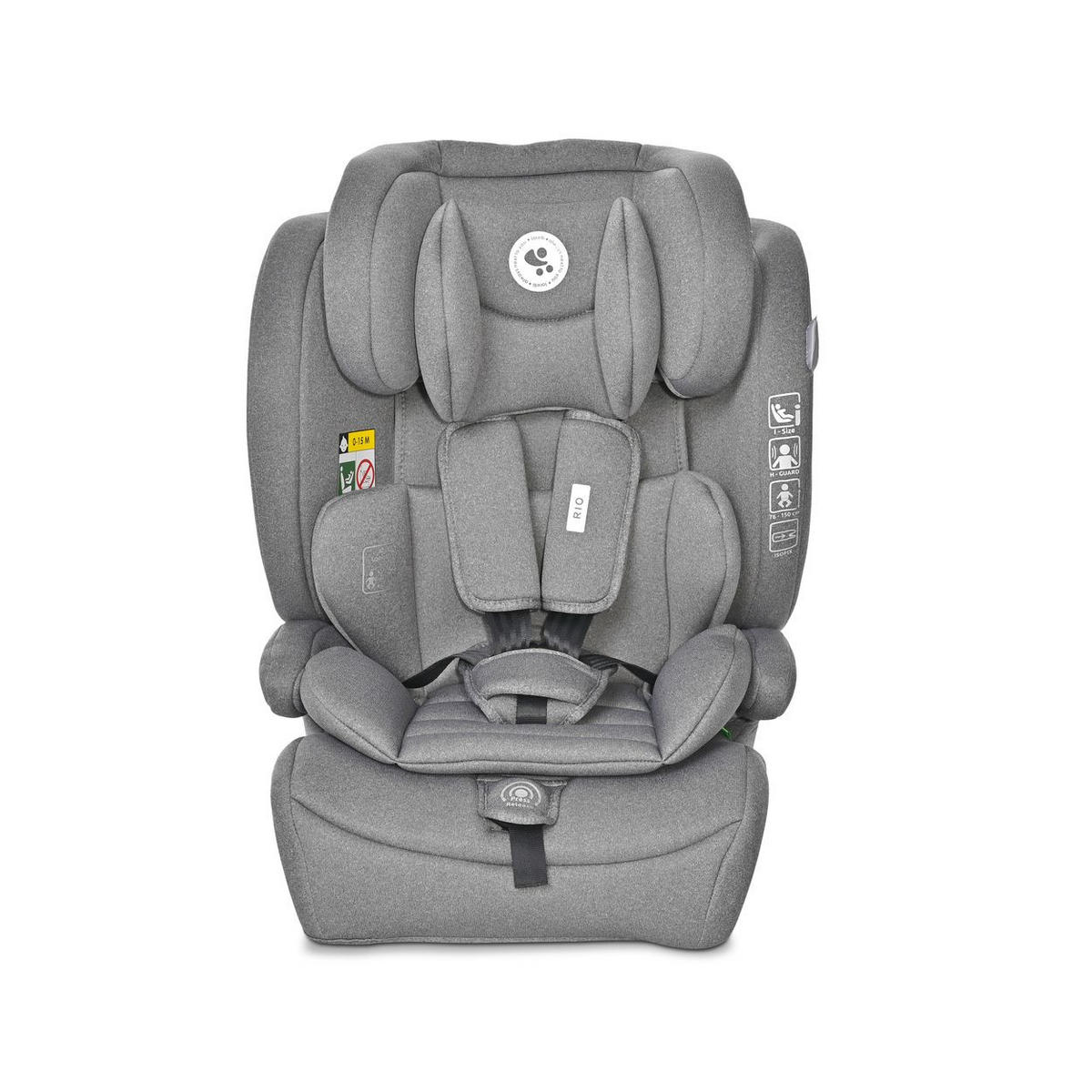 KINDERSITZ i-Size Rio grau (76 - 150 cm) Isofix Top Tether Kissen verstellbar - Grau, Kunststoff (45/60/43cm) - Lorelli