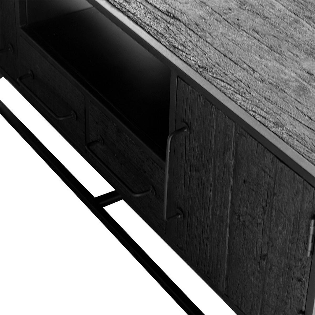 TV-MÖBEL aus Metall/Mangoholz 130cm, schwarz - Schwarz, Holz (130/55/40cm) - Giga Meubel