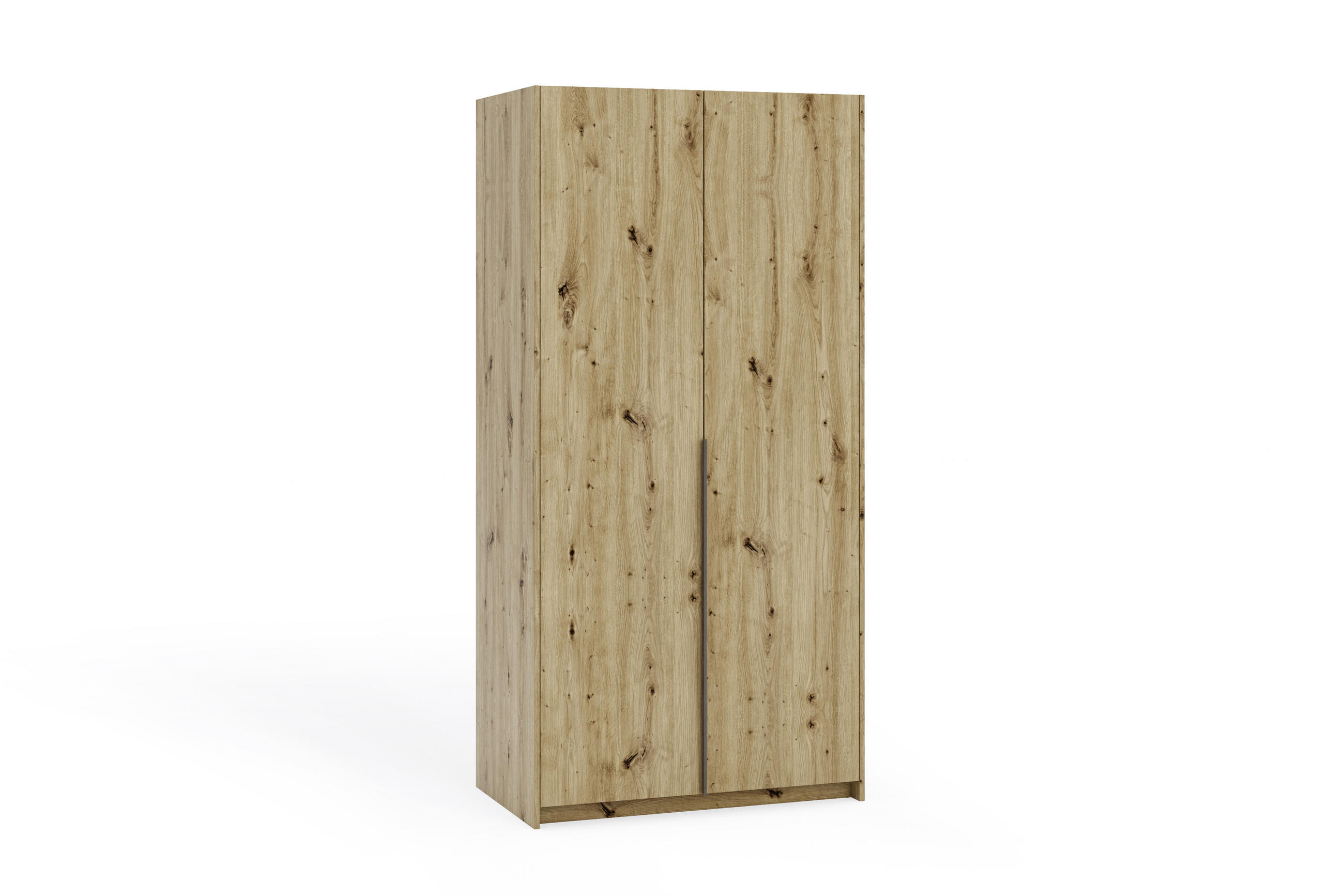 DREHTÜRENSCHRANK Apollonia ohne Spiegel 100x204cm 2-türig, artisan, schwarze Griffe - Schwarz/Braun, Kunststoff (58/205/100cm) - Margaret Hadas24