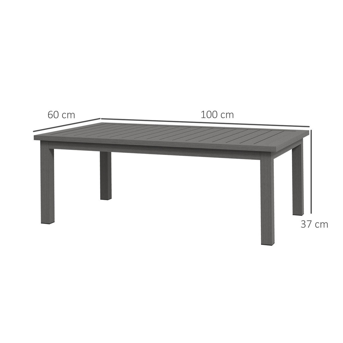 GARTENBEISTELLTISCH DE-14103 rechteckig, Aluminium-Lattenrost 100x60 cm Braun - Braun, Metall (100/60/37cm) - ComfortXL