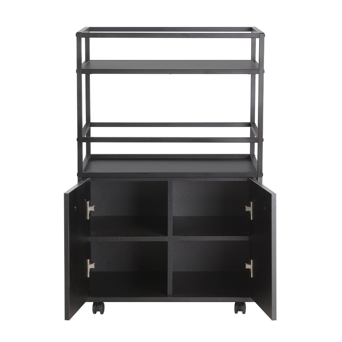ROLLSIDEBOARD 2 Türen, 2 Ablagen und 4 Rollen B60 cm – MOSAIK - Schwarz, Holzwerkstoff (40/94/46cm) - Calicosy