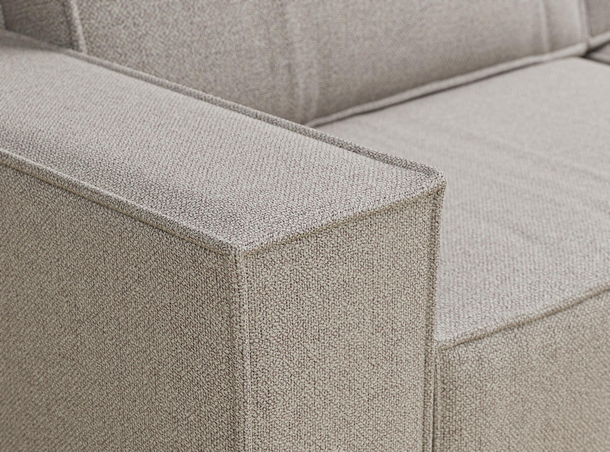 ECKSOFA MIT SCHLAFFUNKTION Zaya Seidengrau Webstoff - Beige/Schwarz, Holz/Holzwerkstoff (255/148cm) - Maison de Reve