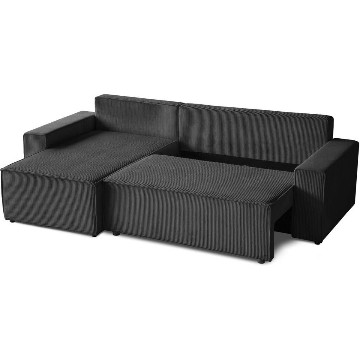 ECKSCHLAFSOFA mit Schlaffunktion Hektor dunkelgrau - Dunkelgrau/Schwarz, Kunststoff/Textil (277/152cm) - Beautysofa