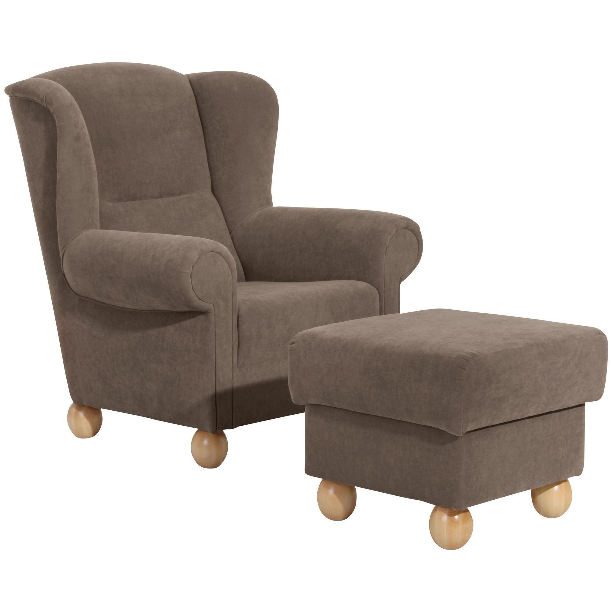 OHRENBACKENSESSEL Kasha Bezug Veloursstoff Buche natur / sahara - Buchefarben/Sahara, Kunststoff (93/103/87cm) - 58aufmkessel