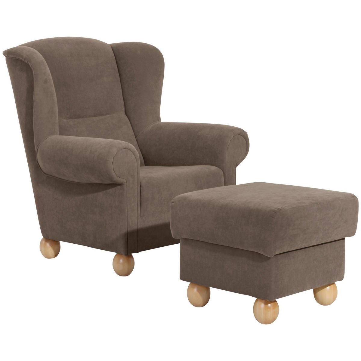 OHRENBACKENSESSEL Kasha Bezug Veloursstoff Buche natur / sahara - Buchefarben/Sahara, Kunststoff (93/103/87cm) - 58aufmkessel