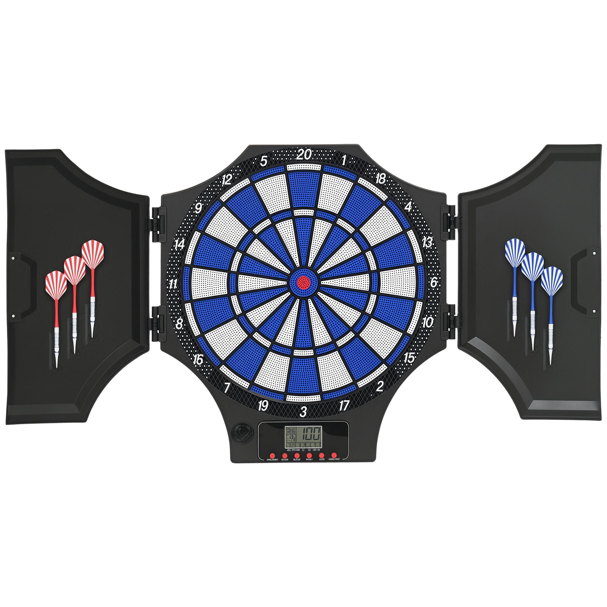 DARTSCHEIBE DE-18828 31 Spiele, 2 Klapptüren Schwarz - Blau, Kunststoff (45/4/83cm) - ComfortXL