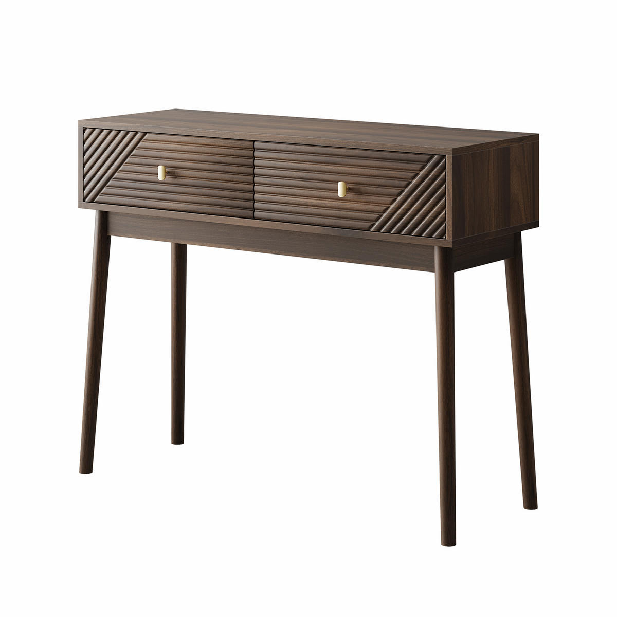 SCHREIBTISCH Walnussfarben 100/35/80 cm mit 2 Schubladen und offenen Fächern - Walnussfarben, Holzwerkstoff (35/100/80cm) - PANGIVO