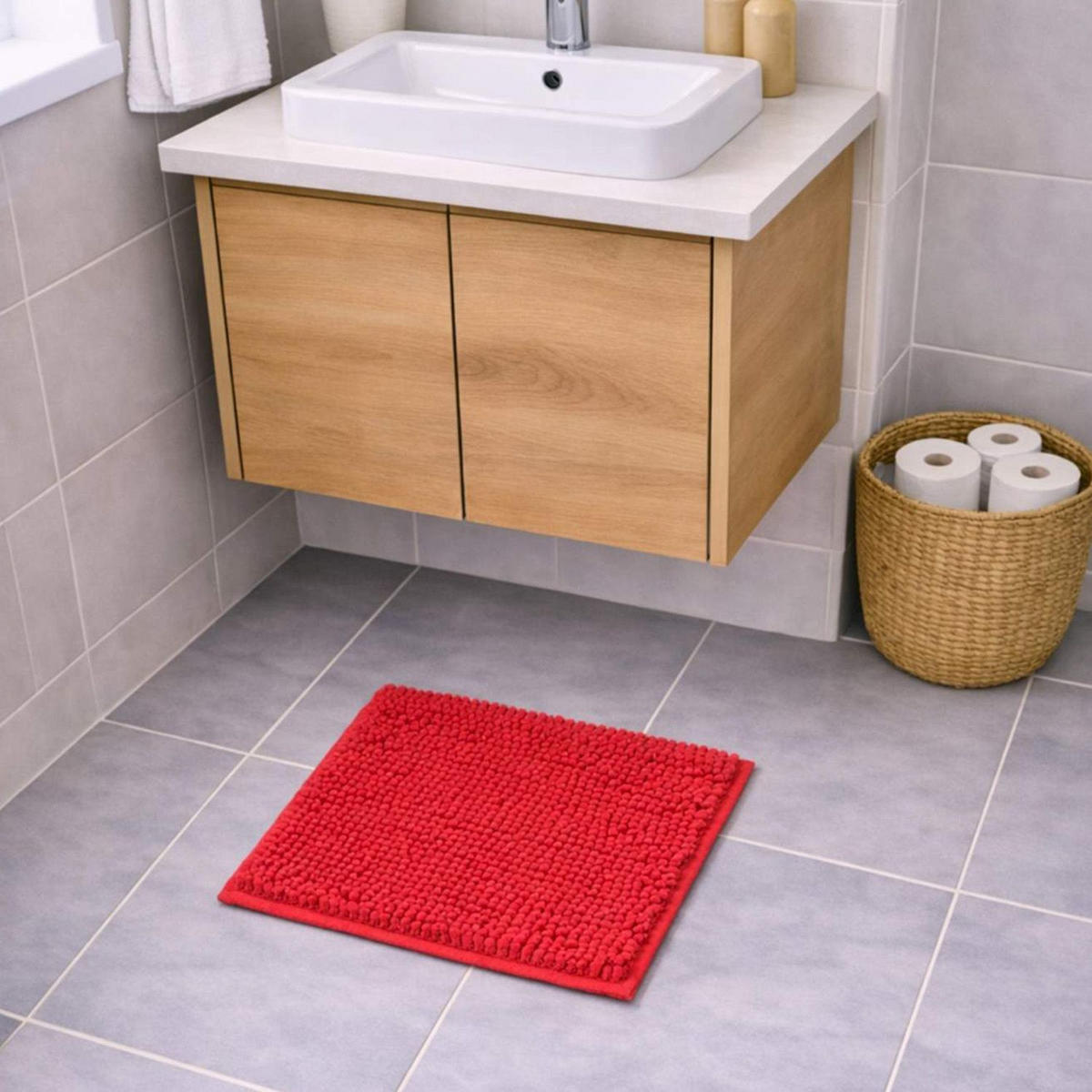 BADEMATTE PARIS - Rot, Textil (45/45cm) - WohnDirect