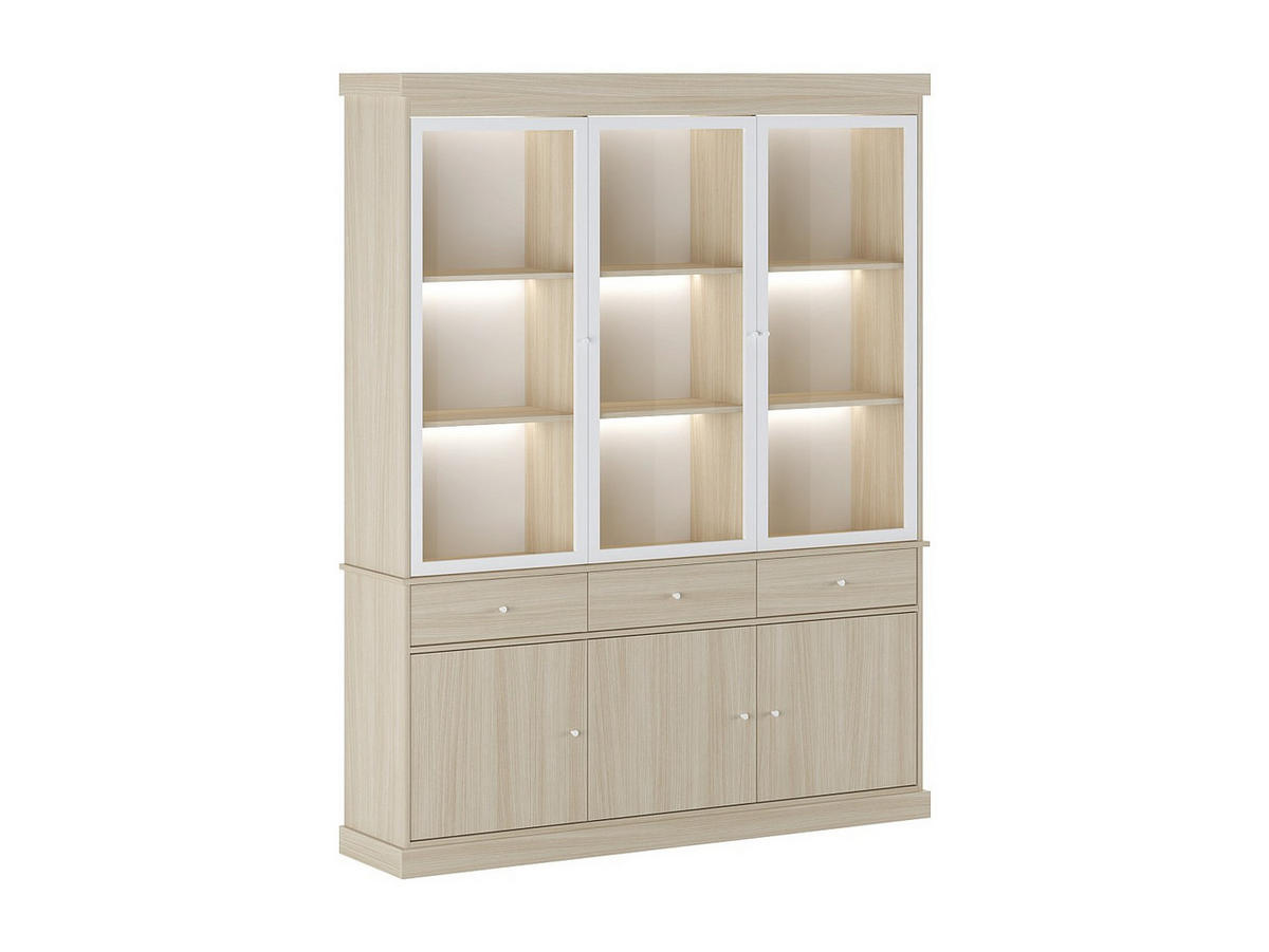 VITRINENSCHRANK - 172.5 cm x 39.6 cm - holz - naturfarben hell, weiß Marsoria - Weiß, Glas/Holz (172.5/217.8/39.6cm) - Vente-Unique