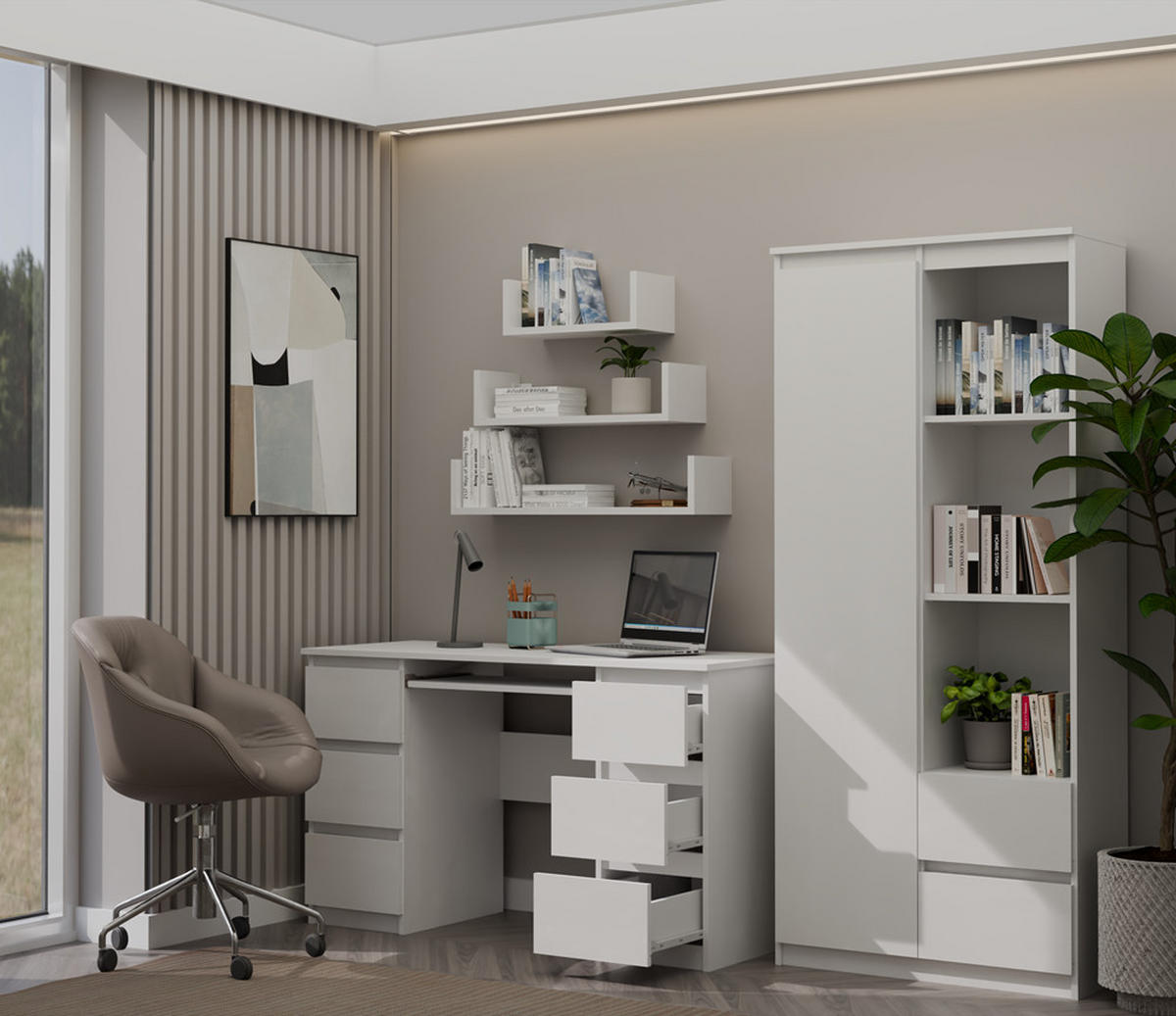 SCHREIBTISCH Weiß 130/76/51 - Weiß, Holzwerkstoff (51/130/76cm) - RAUMHIRSCH FURNITURE