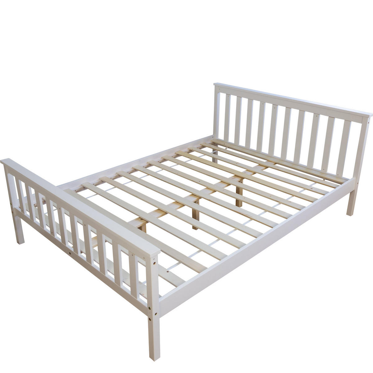 HOLZBETT Doppelbett mit Lattenrost 140/200 cm weiß - Weiß, Holz (140/200cm) - Homestyle4u