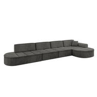 ECKSOFA Ottomane Rechts TARO-L3 - 413x171x79,5 cm Dunkelgrau - Dunkelgrau, Holzwerkstoff/Textil (413/171cm) - ALTDECOR