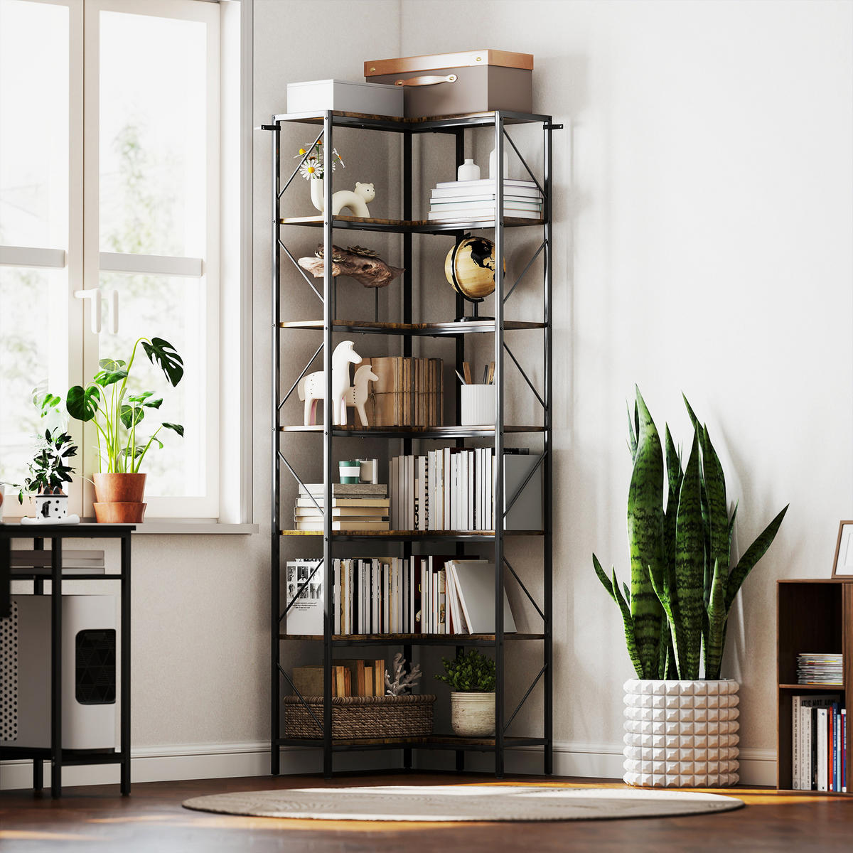 REGAL DE-15529 7-stufig, L-Form, 60/60/198 cm Rustikalbraun - Braun, Holzwerkstoff (60/198/60cm) - ComfortXL