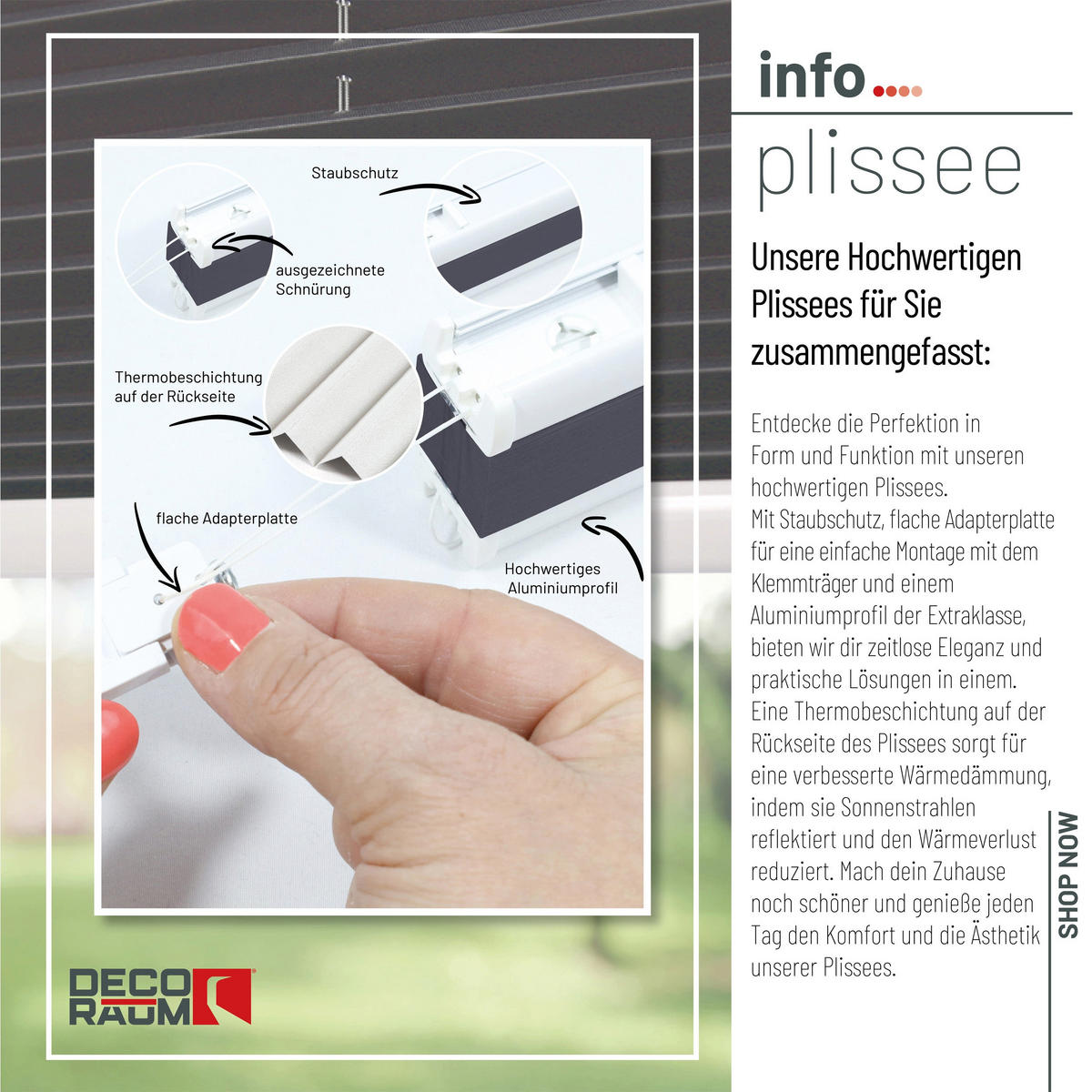 PLISSEE Thermo Basic 100 x 210cm Klemmfix ohne Bohren - Grau, Textil (100/210cm) - Deco-Raum