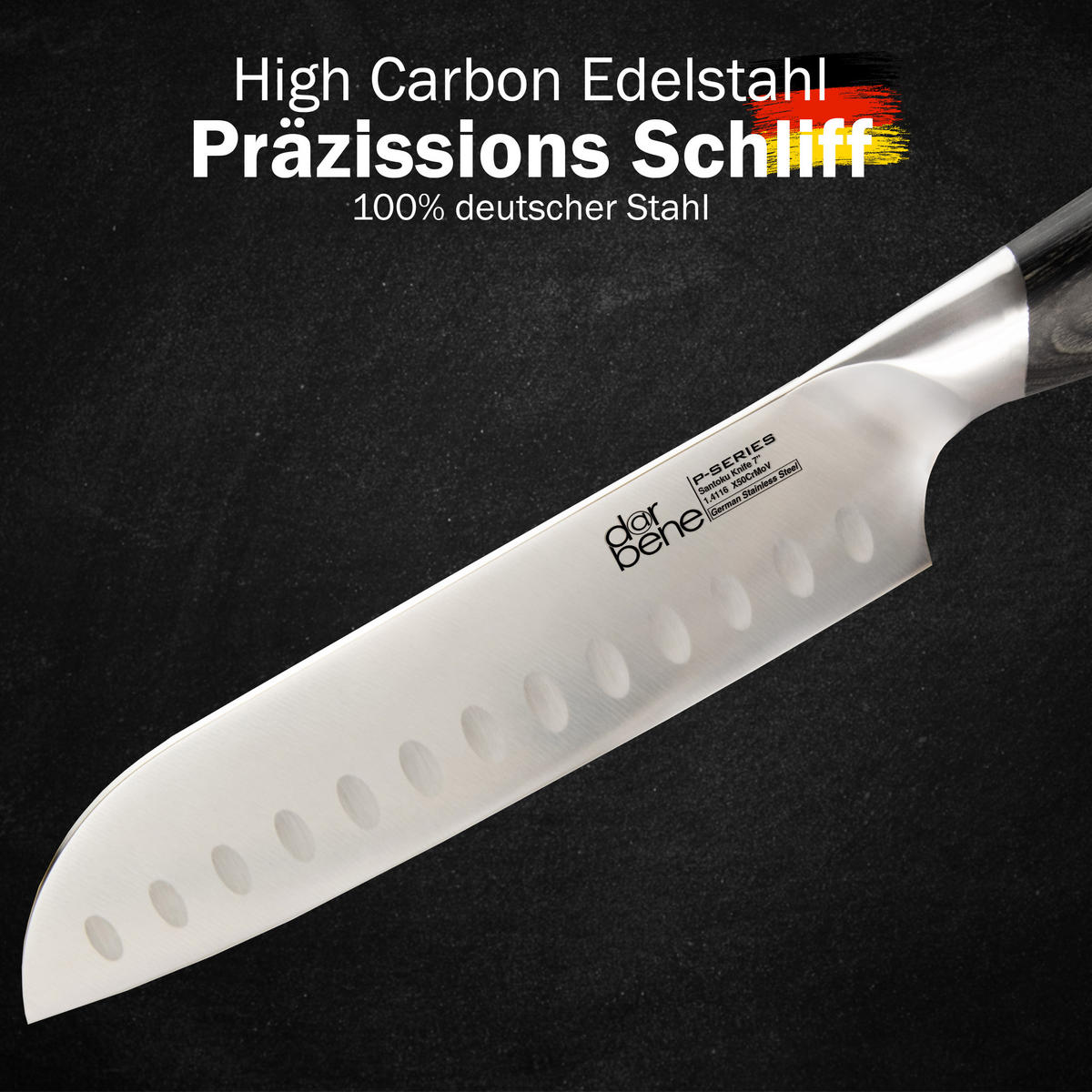 SANTOKUMESSER P-Series Holzgriff 32cm - Alufarben, Metall (32cm) - DarBene