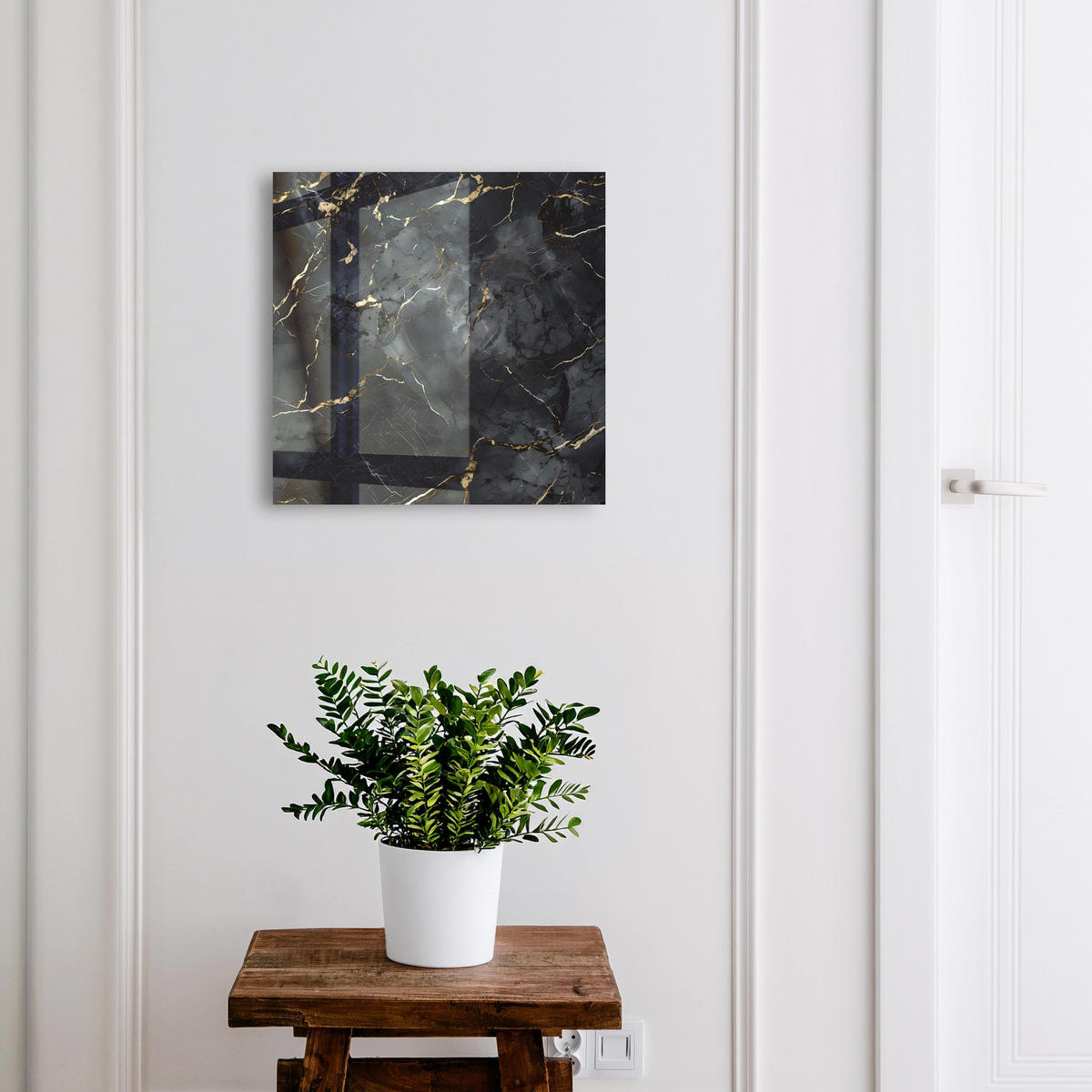 SCHLÜSSELBOX Schwarz 30x30 cm- Türöffnung nach rechts - Moderne Eleganz - Grau, Metall (30/30/5cm) - TULUP