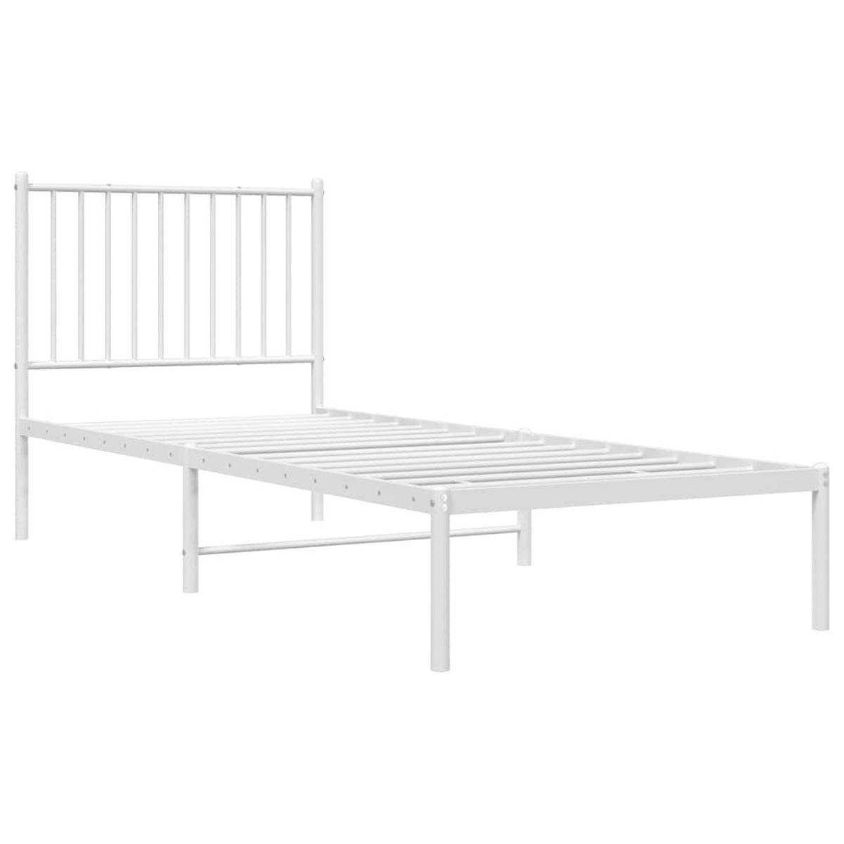 BETTGESTELL Mit Kopfteil Metall Weiss 80/200 Cm - Weiß, Metall (180/200cm) - vidaXL
