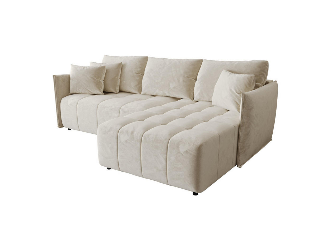 ECKSOFA mit Schlaffunktion ONIL L Monolith 02 Rechts - Beige, Textil (245/175cm) - Bedante