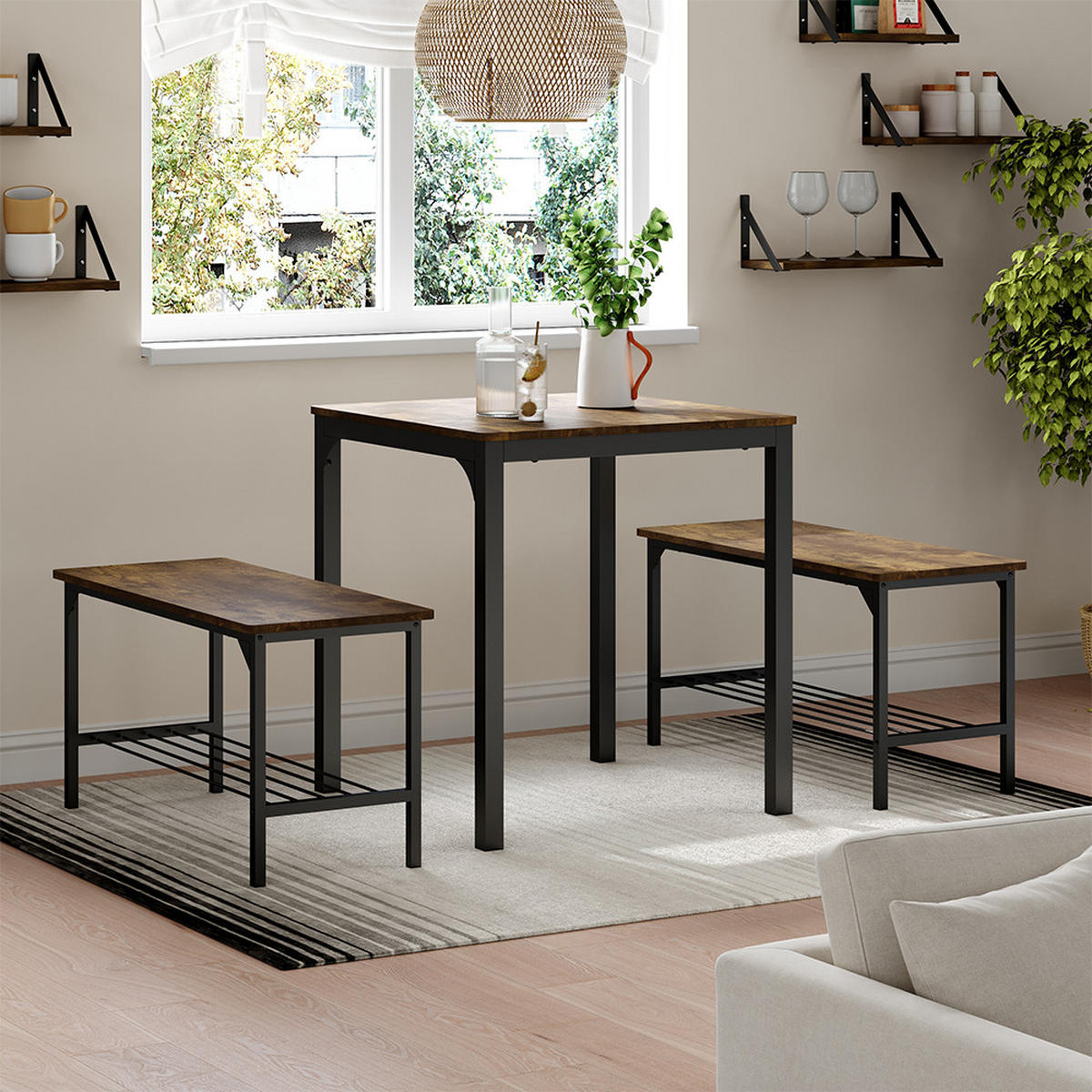 JÍDELNÍ STŮL Fyrk Černá/dubová rustikální - divoký dub/černá, kompozitní dřevo (70/70/75cm) - Vicco