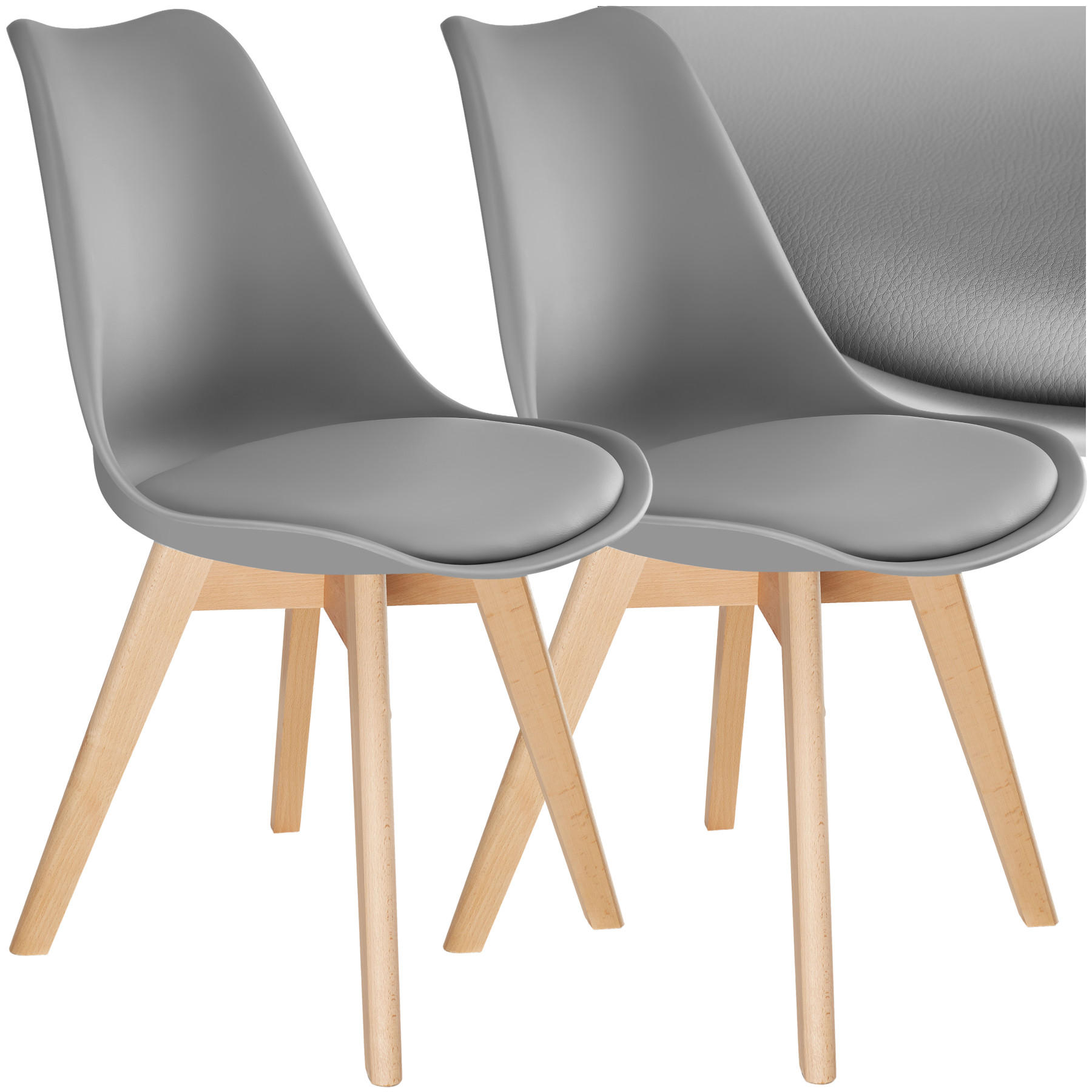 ESSZIMMERSTUHL 2er Set Frederikke,49 x 56 x 82,5 cm,grau - Grau, Textil (49/82/53cm) - tectake