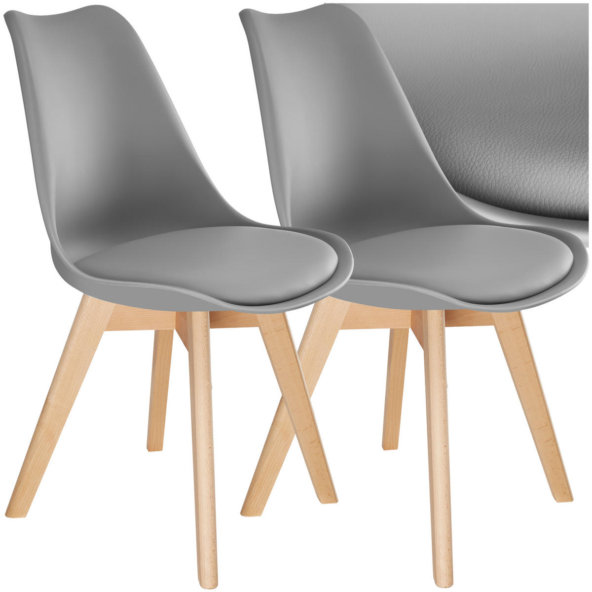 ESSZIMMERSTUHL 2er Set Frederikke,49 x 56 x 82,5 cm,grau - Grau, Textil (49/82/53cm) - tectake