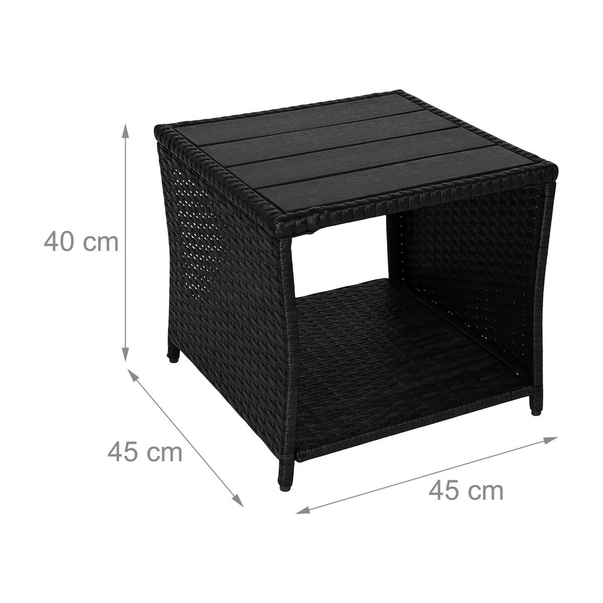 BALKONTISCH - Schwarz, Kunststoff/Metall (45/45/40cm) - Relaxdays