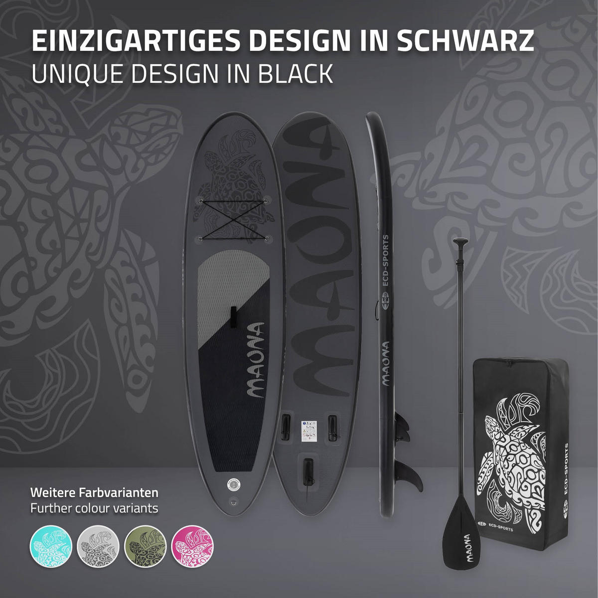 STAND UP PADDLE BOARD Maona Schwarz - Schwarz, Kunststoff (308/78/10cm) - ECD-Germany