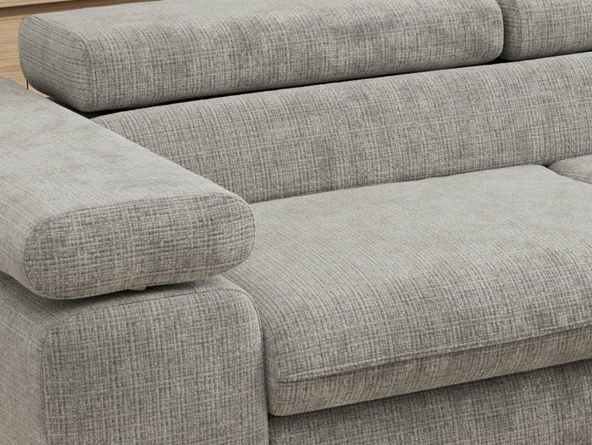 ECKSOFA PABLO L Hellgrau Schenille grob gewebt - Rechts Seite - Hellgrau/Schwarz, Textil/Metall (273/208cm) - MKS