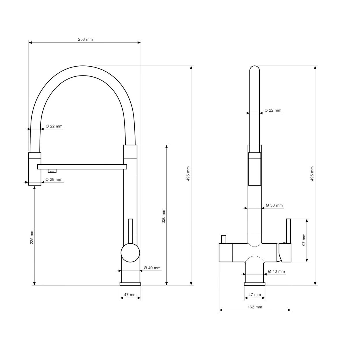 KÜCHENARMATUR Como Chrom - Chromfarben, Metall (25/49/25cm) - Granitan