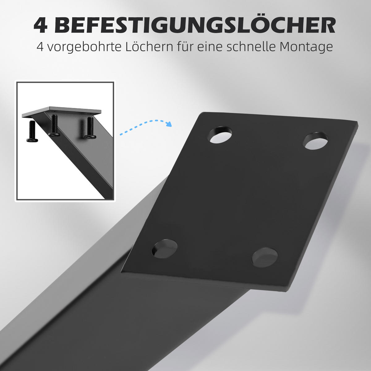 TISCHBEINE aus Stahl, 2 Stück, Schwarz - Schwarz, Metall (4/72/80cm) - HOMCOM