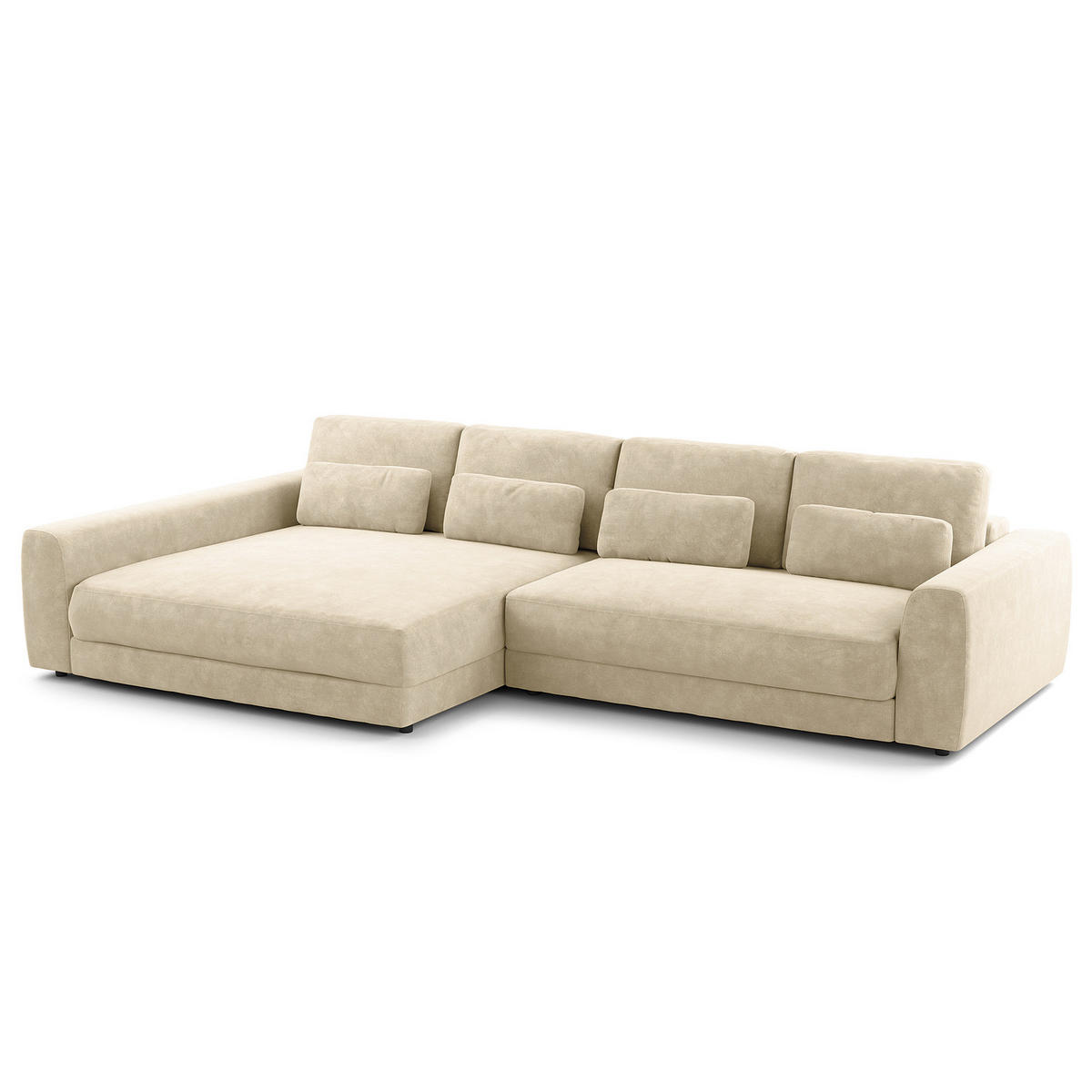 ECKSOFA mit XXL-Longchair - Schwarz/Weiß, Kunststoff/Textil (323/182cm) - home24