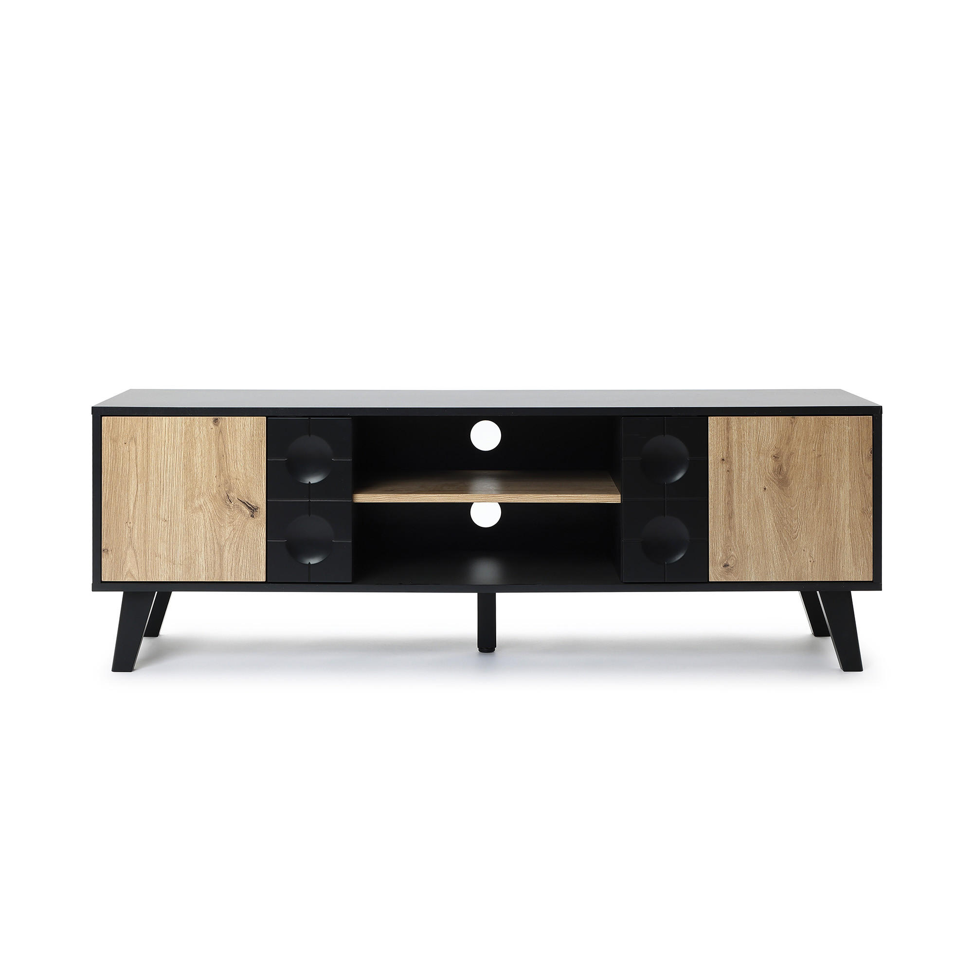 TV-SCHRANK in Natur und Schwarz B45 x T40 x H140 cm - Schwarz, Holz (140/48/40cm) - Hometopia