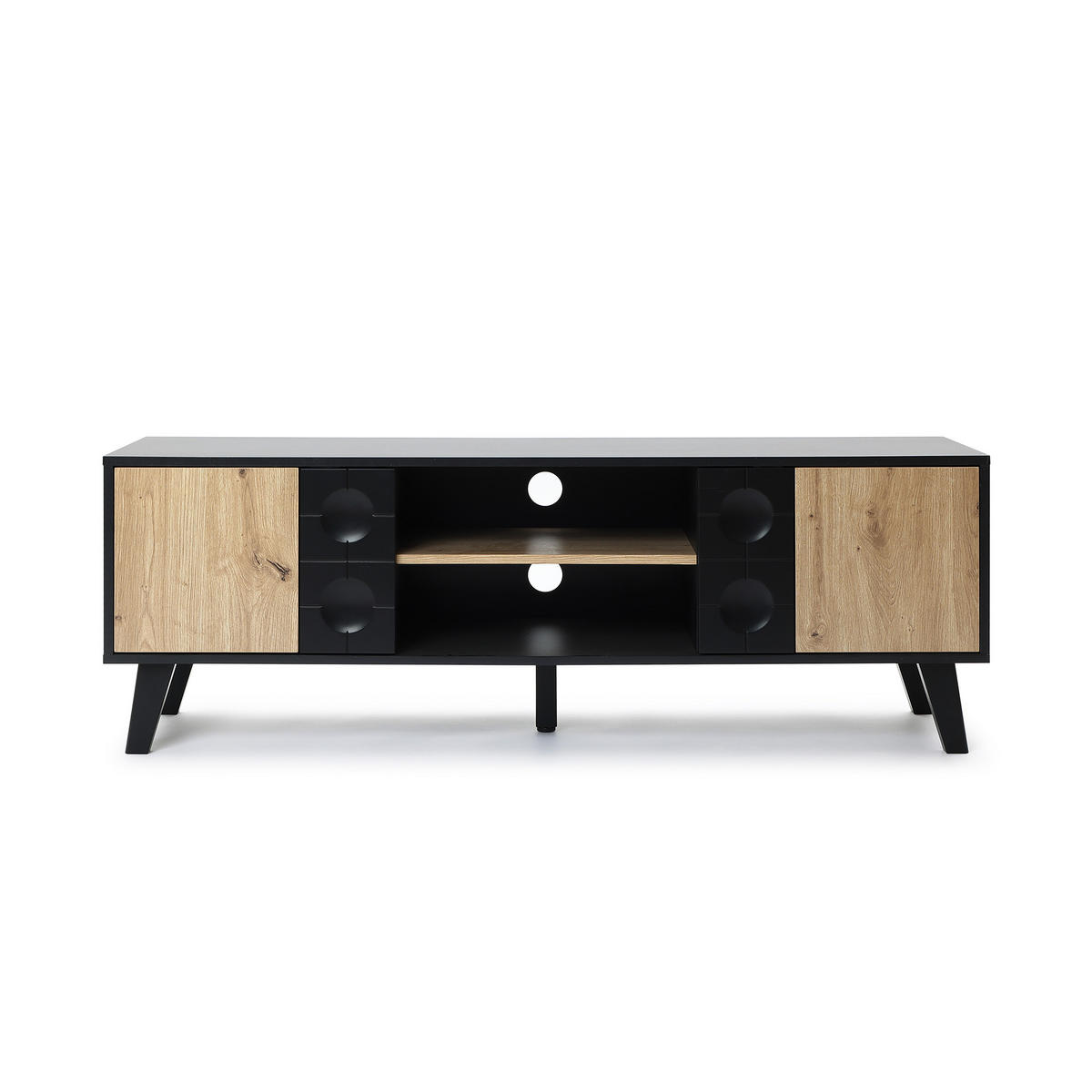 TV-SCHRANK in Natur und Schwarz B45 x T40 x H140 cm - Schwarz, Holz (140/48/40cm) - Hometopia