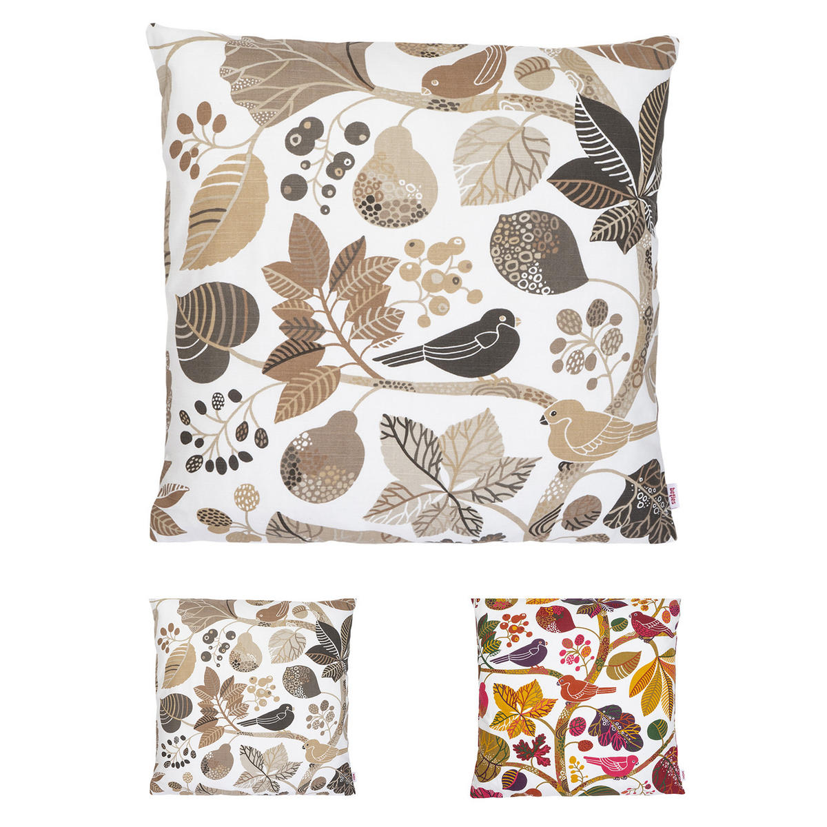 KISSENHÜLLE Zauberwald elfenbein-taupe Baumwolle 50/50 cm - Taupe/Ecru, Textil (50/50cm) - beties Heimtextil