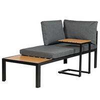 LOUNGESET - Polywood / Polyester - Grau - 2-teilig - Anthrazit/Braun, Holzwerkstoff/Textil - home24