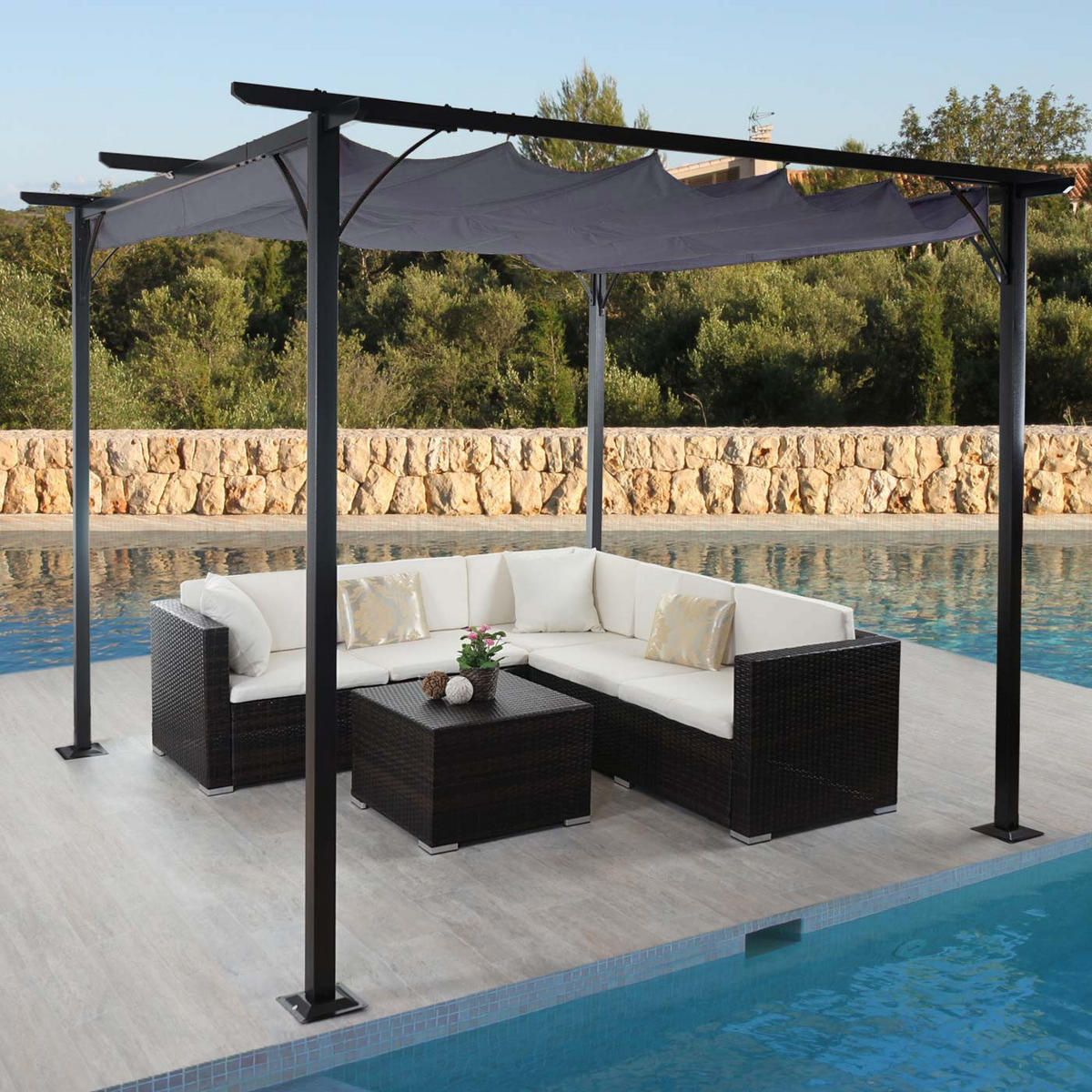 PERGOLA Grau - Grau, Metall (350/232/350cm) - MCW