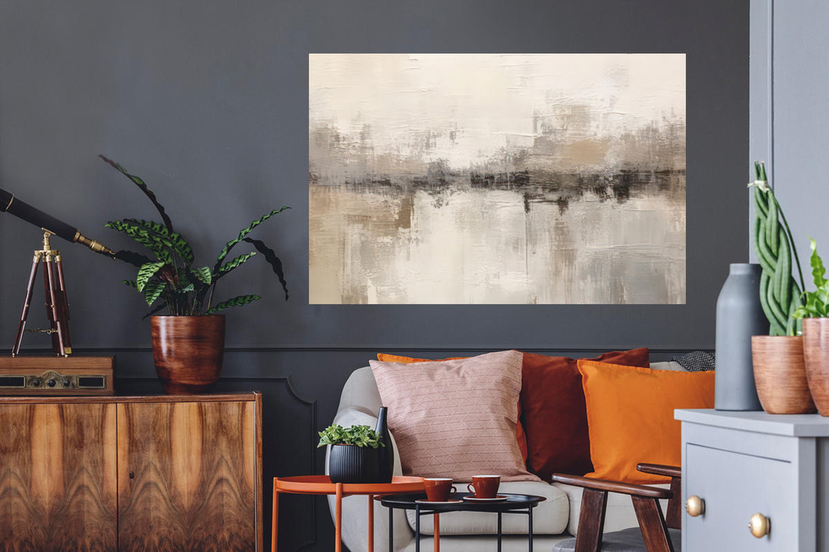 WANDTATTOO Moderne Kunst - Abstrakt - Beige 120x80 cm - Beige, Kunststoff (120/80/0.1cm) - MuchoWow