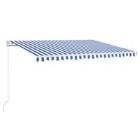 MARKISE Manuell Einziehbar 450x350 cm Blau und Weiß - Blau, Metall (450/1/450cm) - furnicato