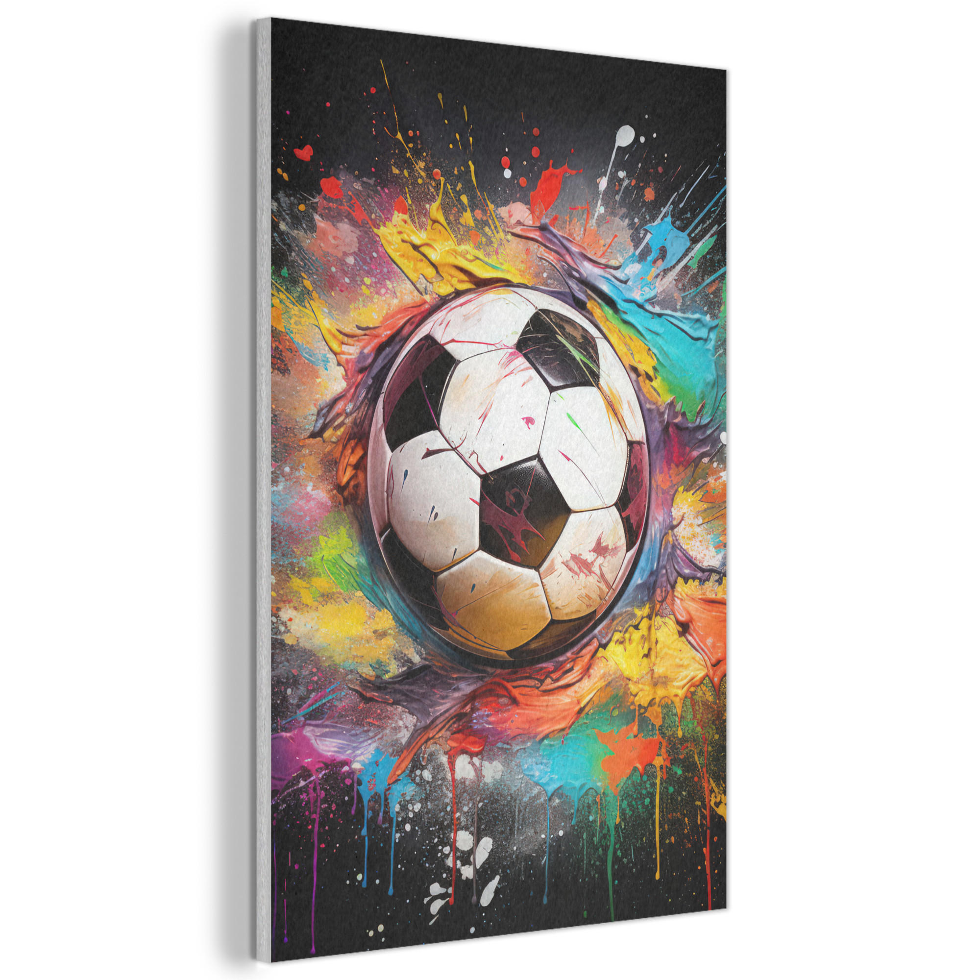AKUSTIKBILD Fußball - Farbe - Farben - Schwarz - Weiß Wanddeko 60x90 cm - Weiß, Kunststoff (60/90/0.9cm) - MuchoWow
