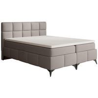 BOXBETT Solido mit Bettkasten 160x200 cm hellbraun - Hellbraun/Schwarz, Textil/Metall (160/200cm) - Beautysofa