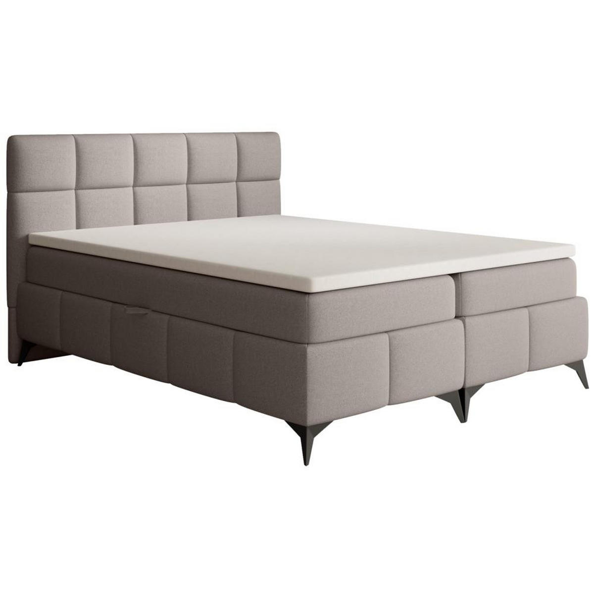 BOXBETT Solido mit Bettkasten 160x200 cm hellbraun - Hellbraun/Schwarz, Textil/Metall (160/200cm) - Beautysofa