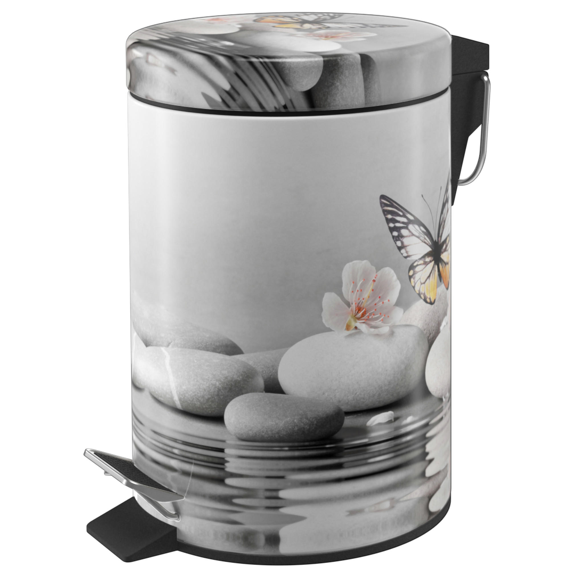 KOSMETIKEIMER Vanesa - Dunkelgrau/Gelb, Kunststoff/Metall (17/25/25cm) - Sanilo