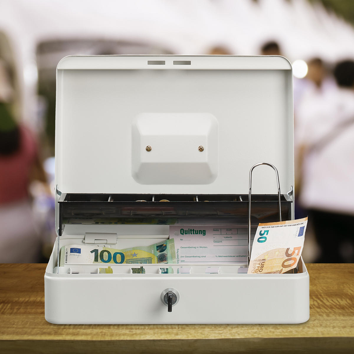 GELDKASSETTE - Schwarz, Kunststoff/Metall (30.5/8.5/24.5cm) - Relaxdays