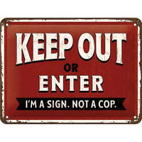 BLECHSCHILD 15/20 cm Achtung Keep Out or Enter - Multicolor, Metall (20/15/0.5cm) - Nostalgic-Art