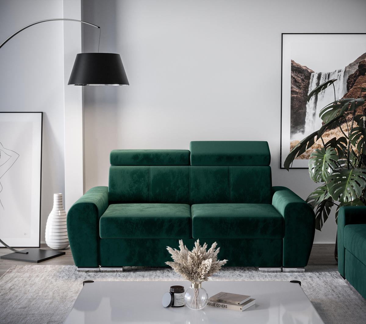 SCHLAFSOFA APOLLO, mit Schlaffunktion und Bettkasten, Farbe: Grün, Kunstleder - Grün, Textil (178/96/99cm) - O-Sofa